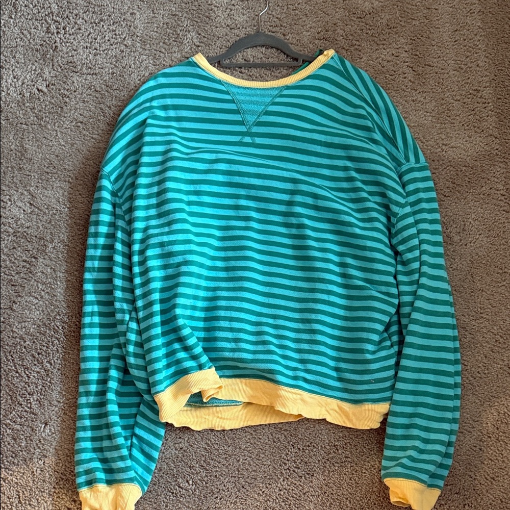 We The Free Teal and Yellow Striped Top